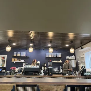 two people working at the counter