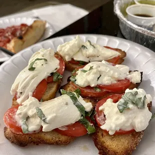 Barrata cheese spread on toast.