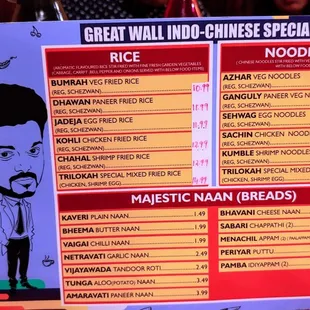 a menu for a restaurant