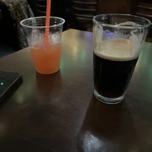 two beverages on a table