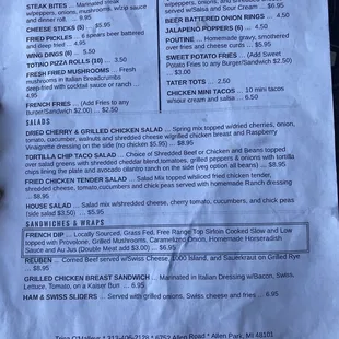 Name change to Trina O'Malley's? Food menu