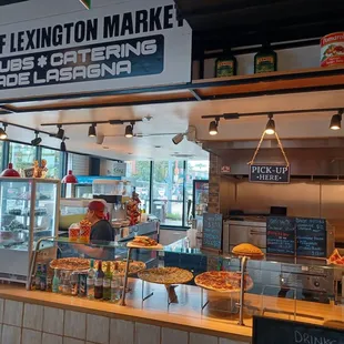 a view of a pizza counter