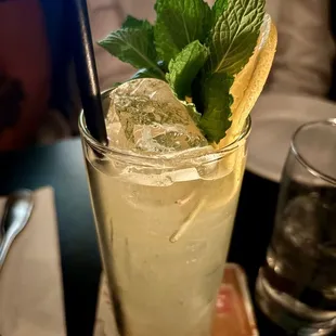 a drink with mint