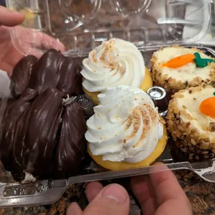 L to R - chocolate bumpy cake, casada, and carrot cake