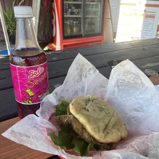 Bake and shark with sorrel soda