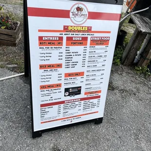 a menu sign