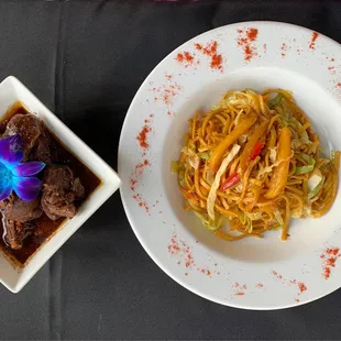 a plate of food and a bowl of food