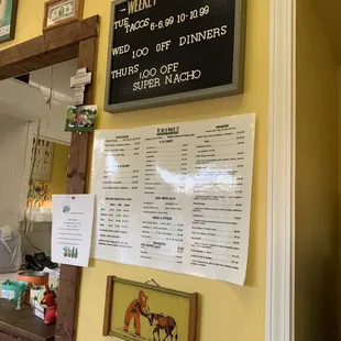 Weekly specials and menu.