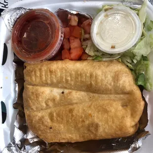 Chimichanga. Takes up the entire container.