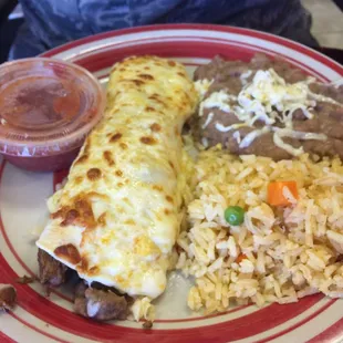 Lunch burrito with pork