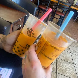 Thai Tea with honey and Crystal boba! The Crystal boba is a different texture so be prepared