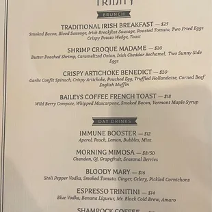 Menu - Brunch and Day Drinks