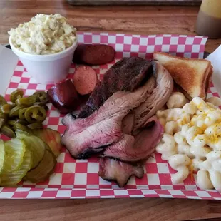 Three Meat: Brisket, Pork Ribs, Hot Links!