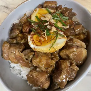 Son in Law Rice Bowl with braised pork shoulder 
Lunch Special!