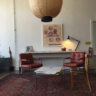 Cozy lounge area with rug