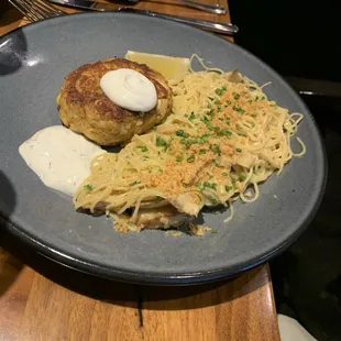 Lump Crab cake with pasta