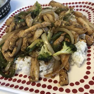 Chicken teriyaki added broccoli