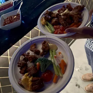 Food (veggies, pretzel bites, and chicken tenders) from Horseshoe CLT during private event