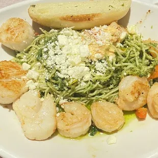 Pan seared scallops and shrimp with angel hair pasta