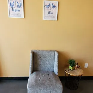 a chair and a side table