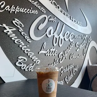 a cup of coffee on a table