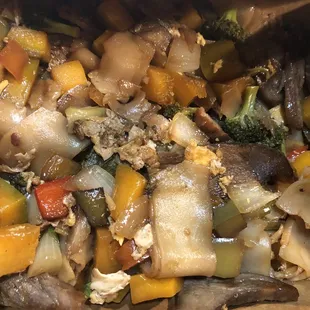 Pumpkin drunken noodles with pork