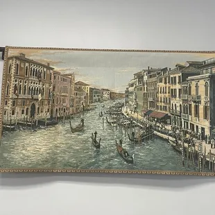 a canal with gondolas