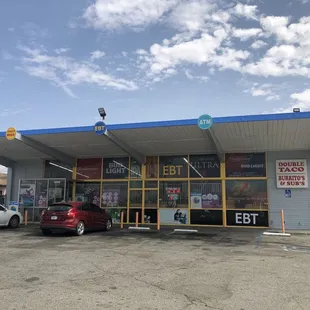 the outside of a liquor store