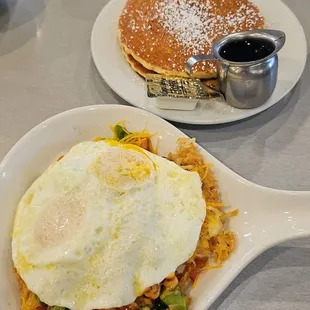Veggie Skillet and Pancakes