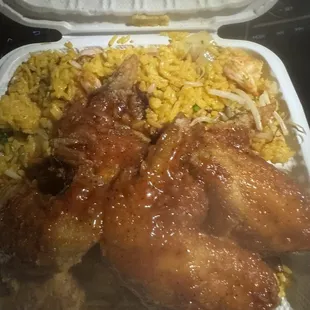 4 Chicken Wings with 44. Shrimp Fried Rice