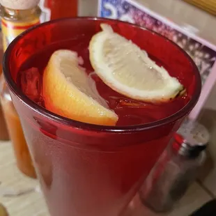 Water and lemon (lemon served in separate dish)