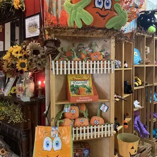 a display of pumpkins