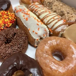 a variety of donuts in a box