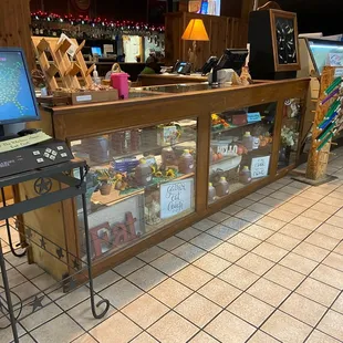 a counter with a laptop on it