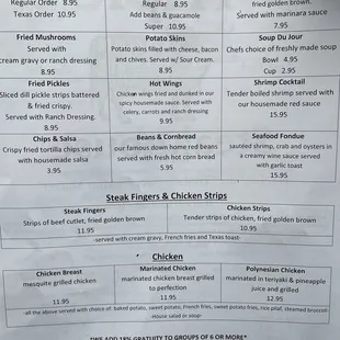 Second page of the menu