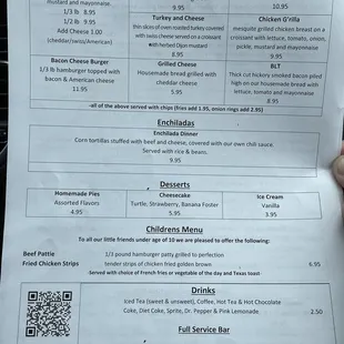 Last page of the menu