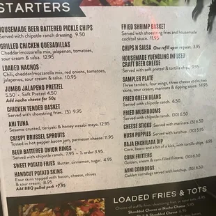 Menu and  Interior Bar pictures