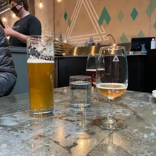 Trying the Pilsner, blueberry Wilde ale, and the Cider beer