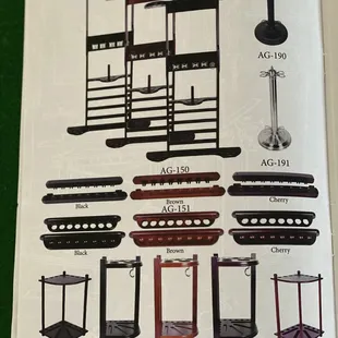 Wall rack , cue stick holder, tripod