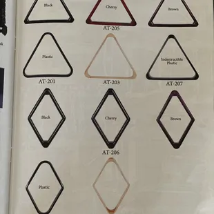 different colors of triangle &amp; diamond rack