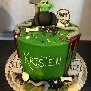 Zombie theme cake