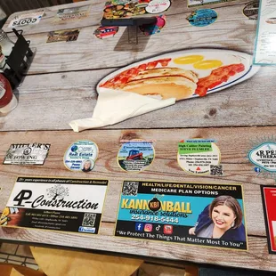 New adverts on all the tables!