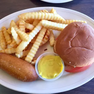 a hamburger and fries