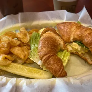 Egg salad on a croissant