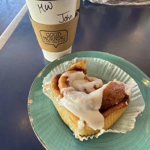 Cinnamon Roll and Latte