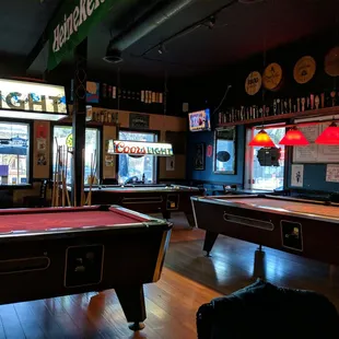 Pool tables are well maintained