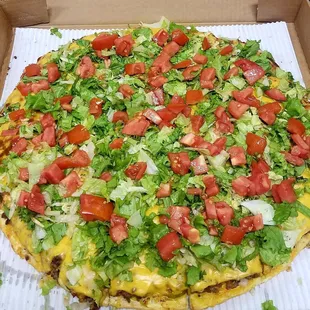 Cheeseburger Pizza! A must try. But not when your wanting pepperoni!