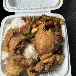 Famous fried chicken and pinakbet