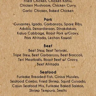 menu