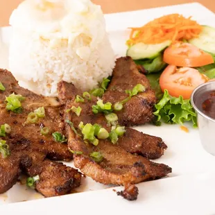 Grilled pork chop with white  rice